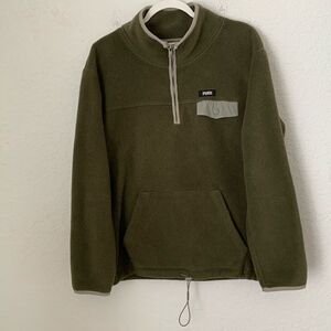 Pink Victoria’s Secret Fleece 1/4 Zip Olive Green Pullover Sweatshirt Size L
